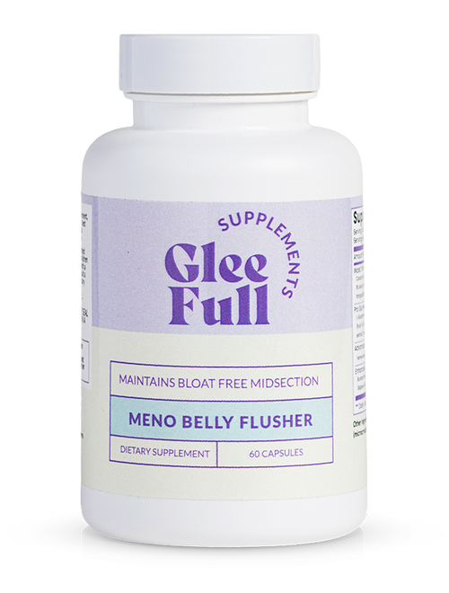 Meno Belly Flusher Supplement bottle on a white background