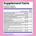 Supplement Facts for Estro-Harmony. Serving size 2 capsules, 30 per container. Contains Vitamin D3 (0.5 mg), Magnesium as Albion Dimagnesium Malate (50 mg), Indole-3-carbinol (100 mg), Red Clover (250 mg), Korean Ginseng (250 mg), Grape Seed Extract (125 mg), Gingko Biloba Leaf (60 mg), Sage Leaf Extract (50 mg), and BioPerine Black Pepper Extract (2.5 mg).